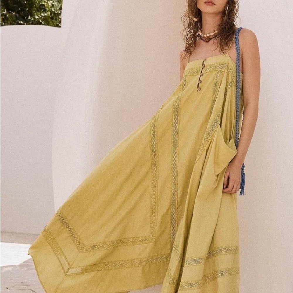 Free People Yellow/Green Siesta Maxi Dress